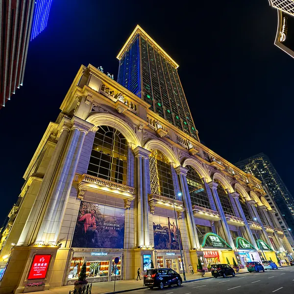 Hotel exterior at night photo